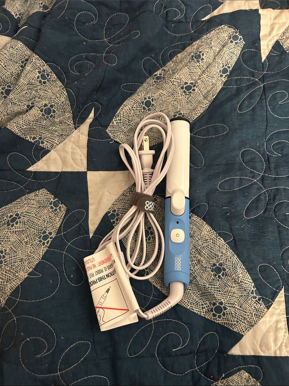 GOGO Blue and White Mini Hair Straightener Flat Iron - Travel Size